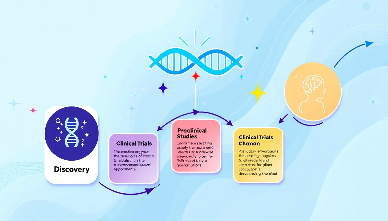 An illustration depicting product development in the pharmaceutical industry.